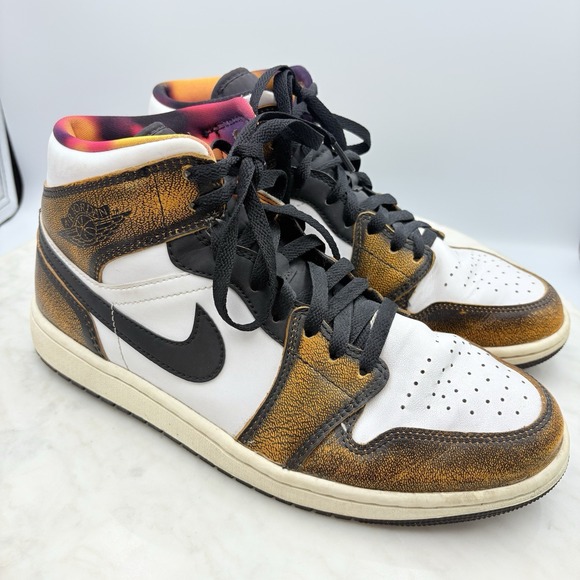 Nike Air Jordan 1 Mid SE Wear Away Shoes DQ8417-071‎ Men's 8 Black Taxi Sail